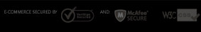 VeriSign Secured, McAfee Secure, W3C CSS compliant
